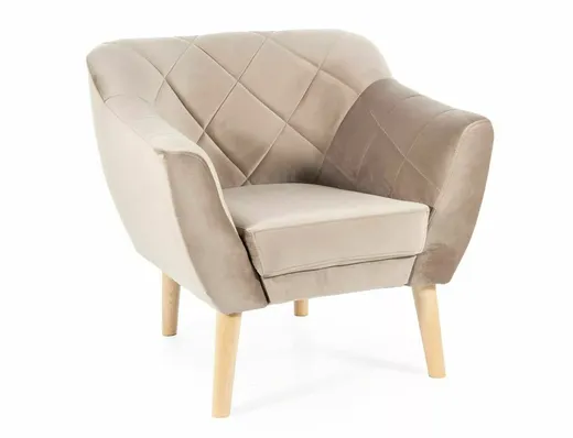 Fotel KARO 1 Velvet - buk/ciemny beżowy Bluvel 40