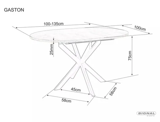 Stół okrągły rozkładany GASTON 100/135x100 - dąb artisan/czarny
