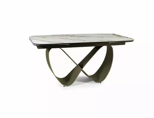 Stół rozkładany INFINITY Ceramic 160/240x95 - biały/brązowy