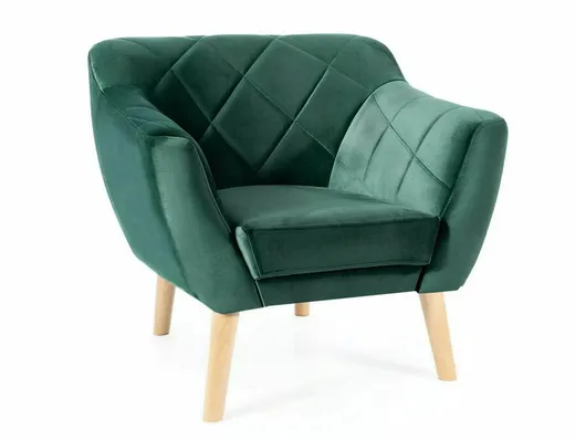 Fotel KARO 1 Velvet - buk/zielony Bluvel 78