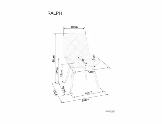 Krzesło tapicerowane welurowe RALPH Velvet - szary Bluvel 14