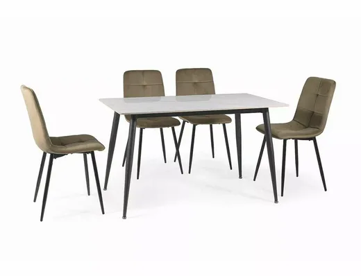 Stół RION 130x70 - biały marmur/czarny