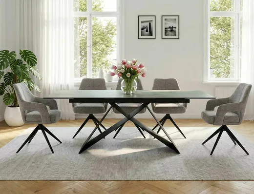 Stół rozkładany WESTIN Ceramic 160/240x90 - turkusowy/czarny mat