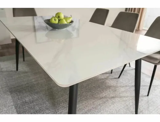 Stół RION 160x90 - biały marmur/czarny