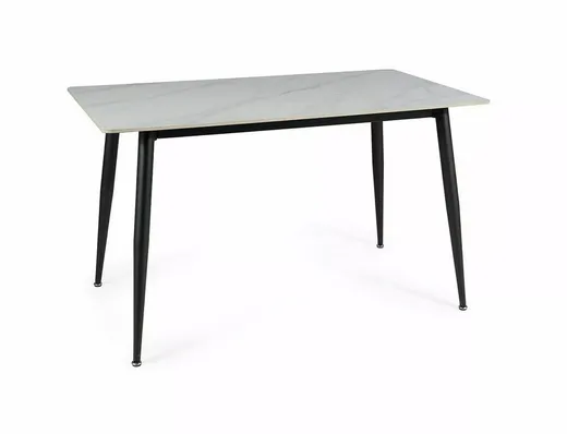 Stół RION 160x90 - biały marmur/czarny