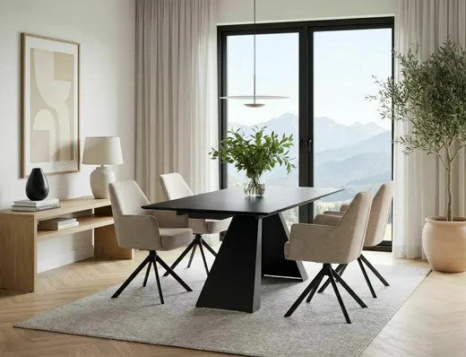 Stół rozkładany SALVADORE CERAMIC SAHARA NOIR 160/240x90 - czarny/czarny mat