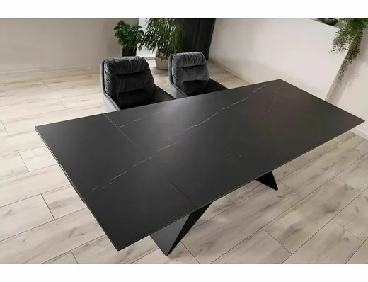 Stół rozkładany SALVADORE CERAMIC SAHARA NOIR 160/240x90 - czarny/czarny mat