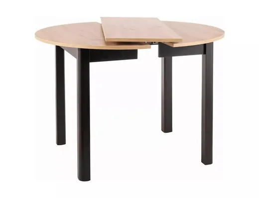 Stół okrągły rozkładany DANTE 102-142x102 - dąb artisan/czarny mat