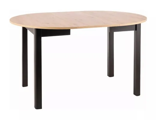 Stół okrągły rozkładany DANTE 102-142x102 - dąb artisan/czarny mat