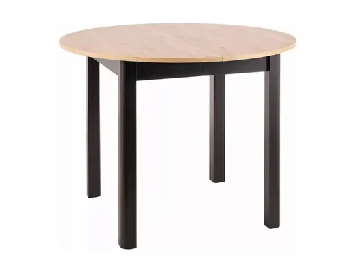 Stół okrągły rozkładany DANTE 102-142x102 - dąb artisan/czarny mat
