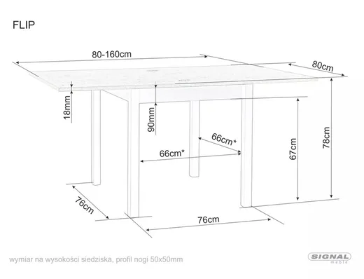 Stół rozkładany FLIP 80-160x80 - dąb artisan/czarny
