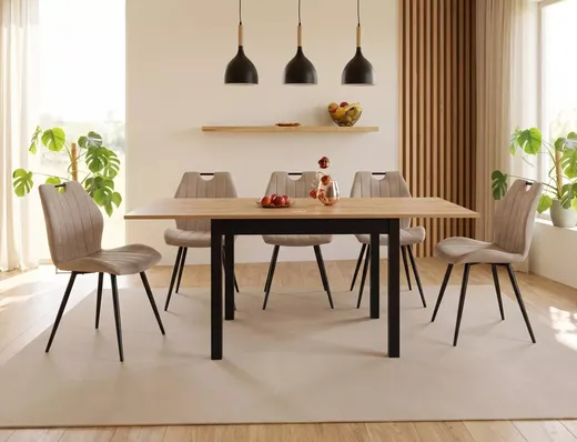 Stół rozkładany FLIP 80-160x80 - dąb artisan/czarny