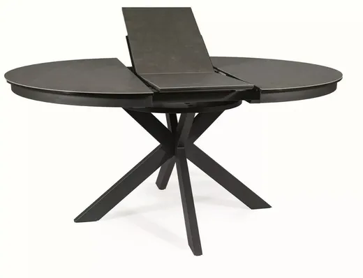 Stół rozkładany PORTO CERAMIC 120-160x120 - efekt marmuru/czarny mat