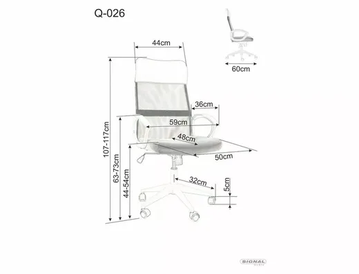 Fotel obrotowy Q-026 - różowy/biały