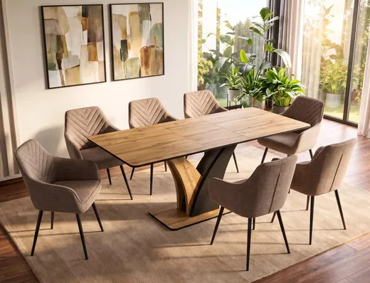 Stół rozkładany VENTO 120/160x68 - dąb artisan/czarny