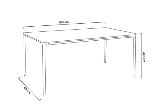 Stół SLIM 180x90 - biały marmur/czarny