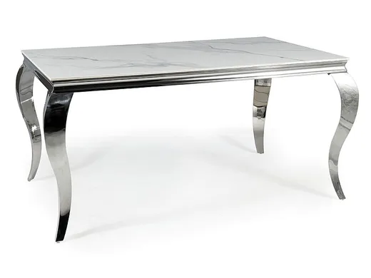 Stół PRINCE Ceramic 180x90 - biały marmur/chrom