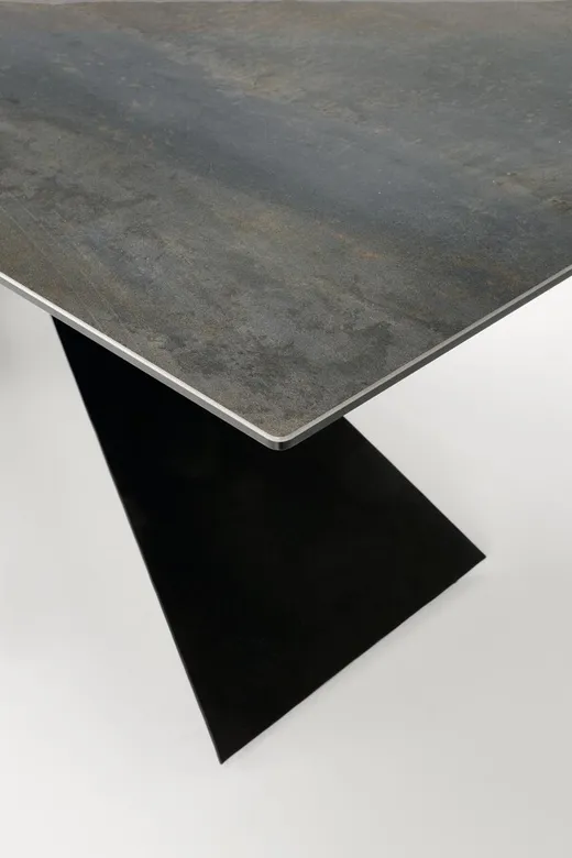 Stół rozkładany LUCIANO 180-230x90 - niebieski marmur/czarny