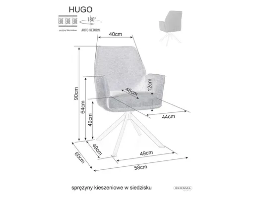 Krzesło obrotowe tapicerowane HUGO Brego - ciemny szary