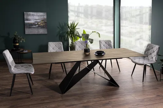 Stół rozkładany WESTIN CERAMIC Sabbia 160/240x90 - jasny brąz/czarny mat