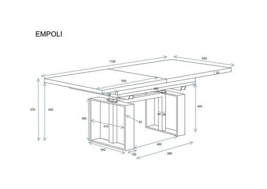 Ławostół EMPOLI 110/170x65 - dąb cremona torro