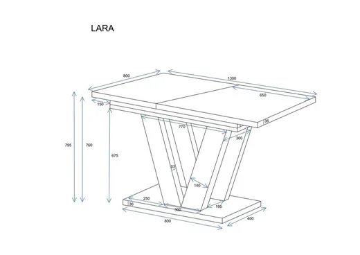 Stół rozkładany LARA 130/210x80 - dąb cremona torro