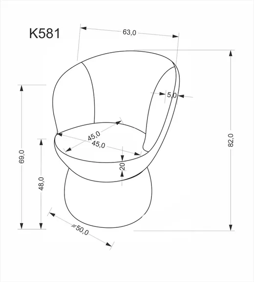 Krzesło obrotowe tapicerowane K581 - beżowy