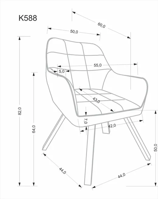 Krzesło welurowe K588 - czarny
