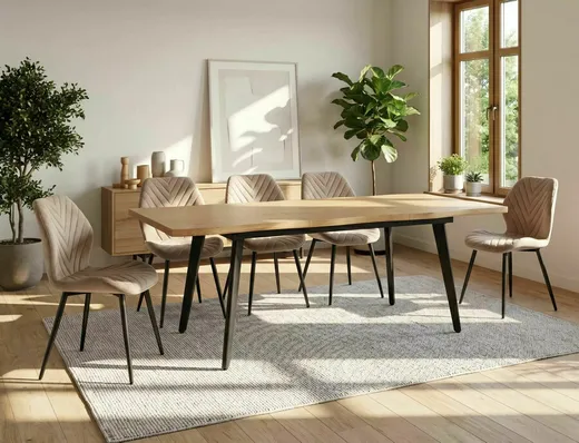 Stół rozkładany FRESNO 120/180x80 - dąb/czarny