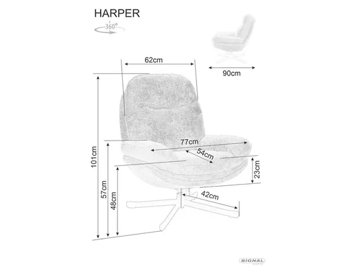Fotel obrotowy HARPER - szary