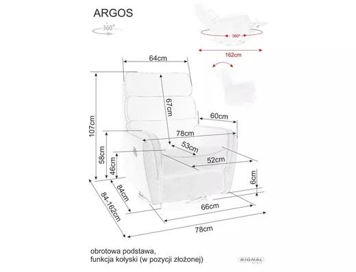 Fotel rozkładany obrotowy ARGOS Raven - ciemny beżowy Raven 30