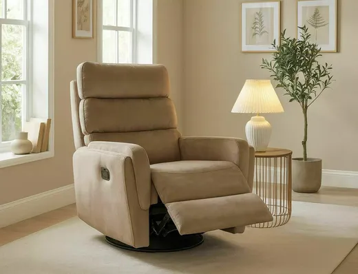 Fotel rozkładany obrotowy  ARGOS Velvet - beżowy Bluvel 28