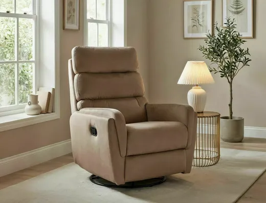 Fotel rozkładany obrotowy  ARGOS Velvet - beżowy Bluvel 28