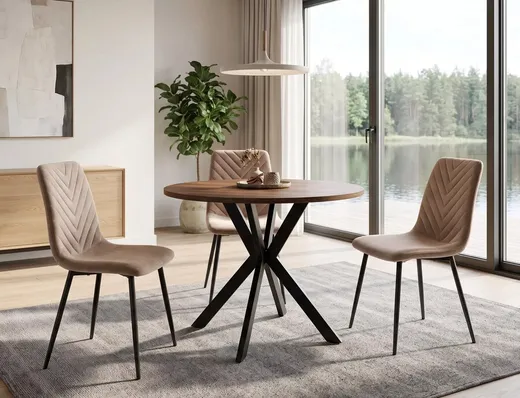 Krzesło tapicerowane welurowe DAREN Velvet - cappuccino Bluvel 38