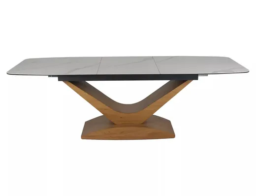 Stół rozkładany DOLCE CERAMIC 180/240x95 - biały mat/dąb