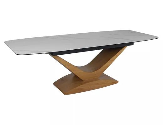 Stół rozkładany DOLCE CERAMIC 180/240x95 - biały mat/dąb