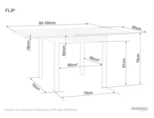 Stół rozkładany FLIP 80/160x80 - kaszmir/dąb cremona torro