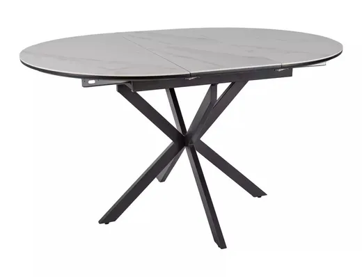 Stół okrągły rozkładany GASTON CERAMIC 100/135x100 - biały/czarny