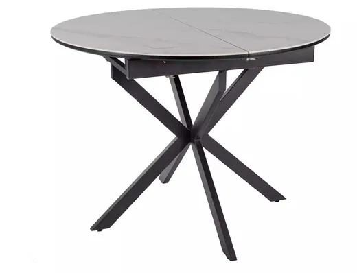 Stół okrągły rozkładany GASTON CERAMIC 100/135x100 - biały/czarny