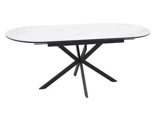 Stół owalny rozkładany GASTON CERAMIC 140/180x80 - biały/czarny