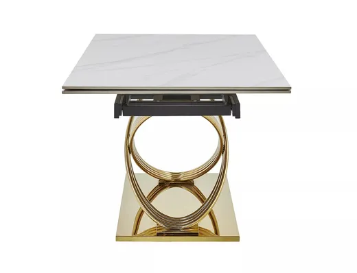 Stół rozkładany HERMES II 160/240x90 - biały połysk/złoty