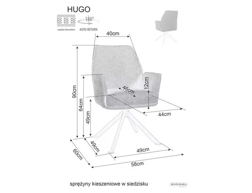 Krzesło obrotowe tapicerowane HUGO Brego - jasny beżowy