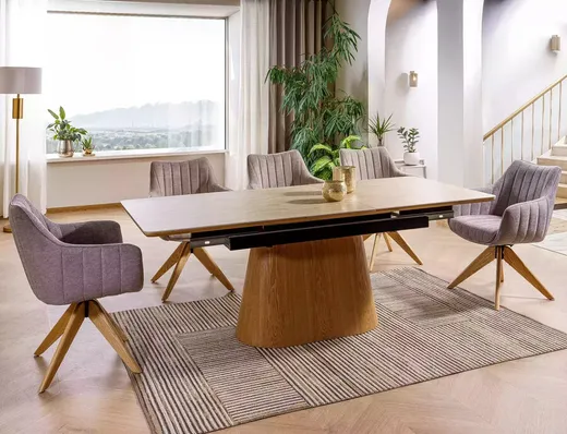 Stół rozkładany MONACO 160/200x90 - beżowy mat/dąb