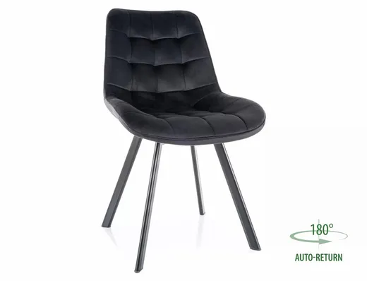 tkanina Bluvel 19 Krzesło pikowane tapicerowane MONTI Velvet - czarny Bluvel 19