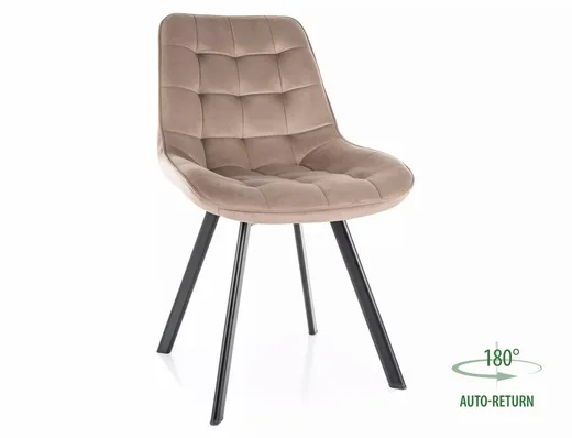 tkanina Bluvel 40 Krzesło pikowane tapicerowane MONTI Velvet - beżowy Bluvel 40