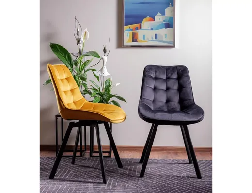 Krzesło pikowane tapicerowane MONTI Velvet - curry Bluvel 68