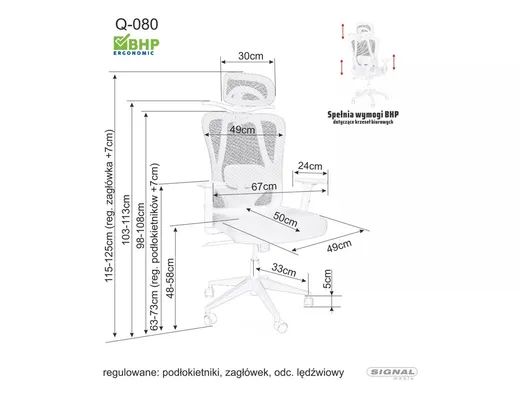 Fotel obrotowy Q-080M - szary