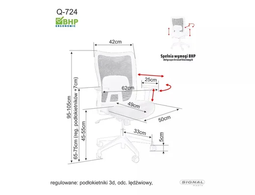Fotel obrotowy Q-724 - szary