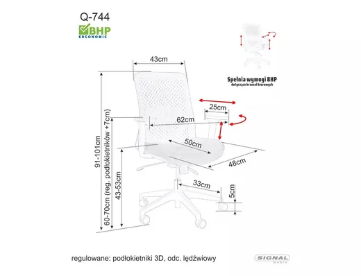 Fotel obrotowy Q-744 - szary