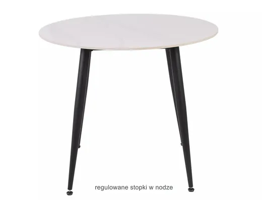Stół okrągły RION 90 cm - biały połysk/czarny mat